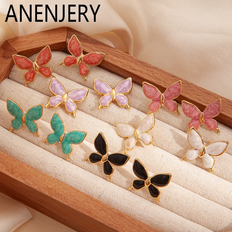 ANENJERY 316L Edelstahl Bunte Schmetterling Ohrringe Für Frauen Mädchen Elegante Zarte Wunderschöne Schmuck Geschenke Großhandel