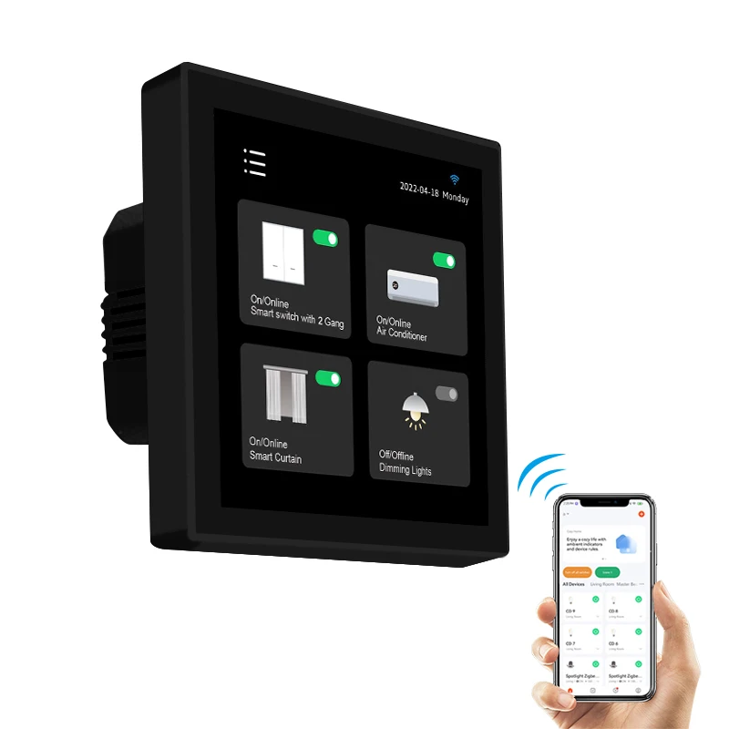 

T8E Touch Screen Tuya Control Panel With Tuya Smart Scene And Zigbee Dimmer Function