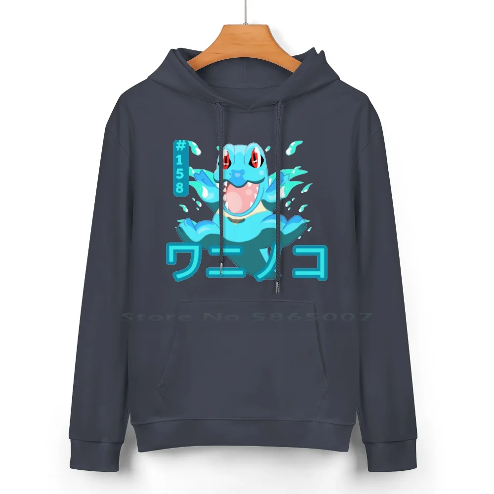 Totodile #158 Cotton Hoodie Sweater 24 Colors Jhoto Johto Waves Splashing Green Water Alligator Crocodiles Cute Animal Kawaii