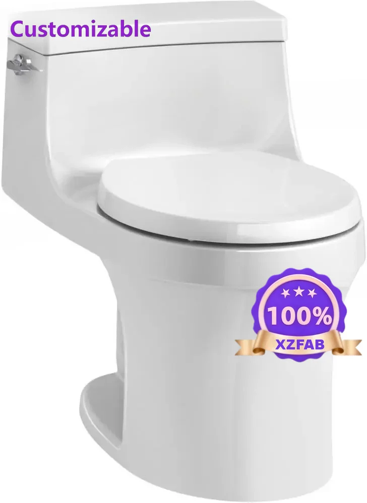 Factory Direct 2026 Nordic White Toilet One-Piece Round-Front with Left-Hand Trip Lever Includes Quiet-Close Seat 1.28 GPF
