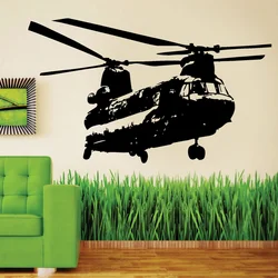 Helicopter Apache Army War Soldier Wall Sticker Vinyl Home Decor Boys Room Man's Decoration Decals Removable Airplane Mural 4880