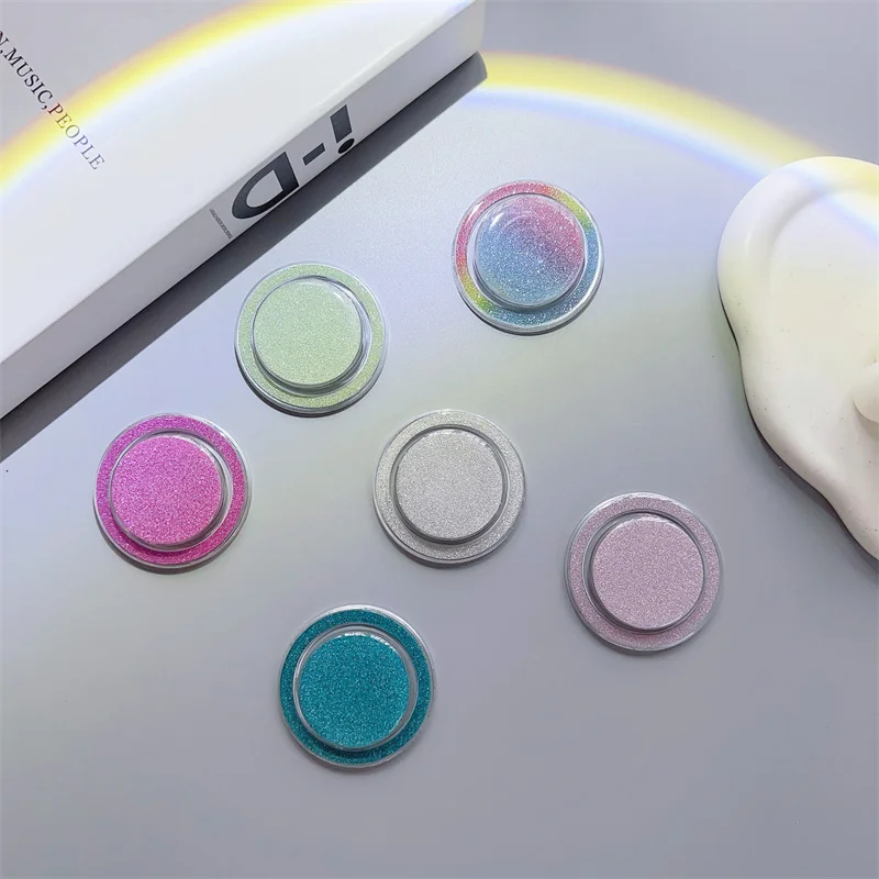

Luxury Glitter Coloful Round Magnetic Holder Grip Tok Griptok Phone Stand Holder Support For iPhone 15 For Pad Magsafe Smart Tok