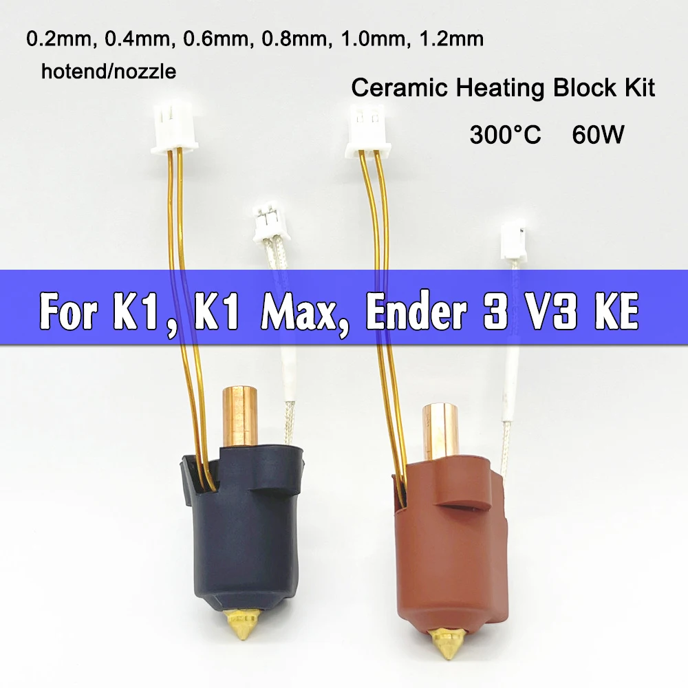 

Hotend For K1, K1 Max, End3 V3 KE Ceramic Heating Block Kit 300°C Upgrade Nozzle for Creality Ender3 V3 KE Hotend 3D Accessories