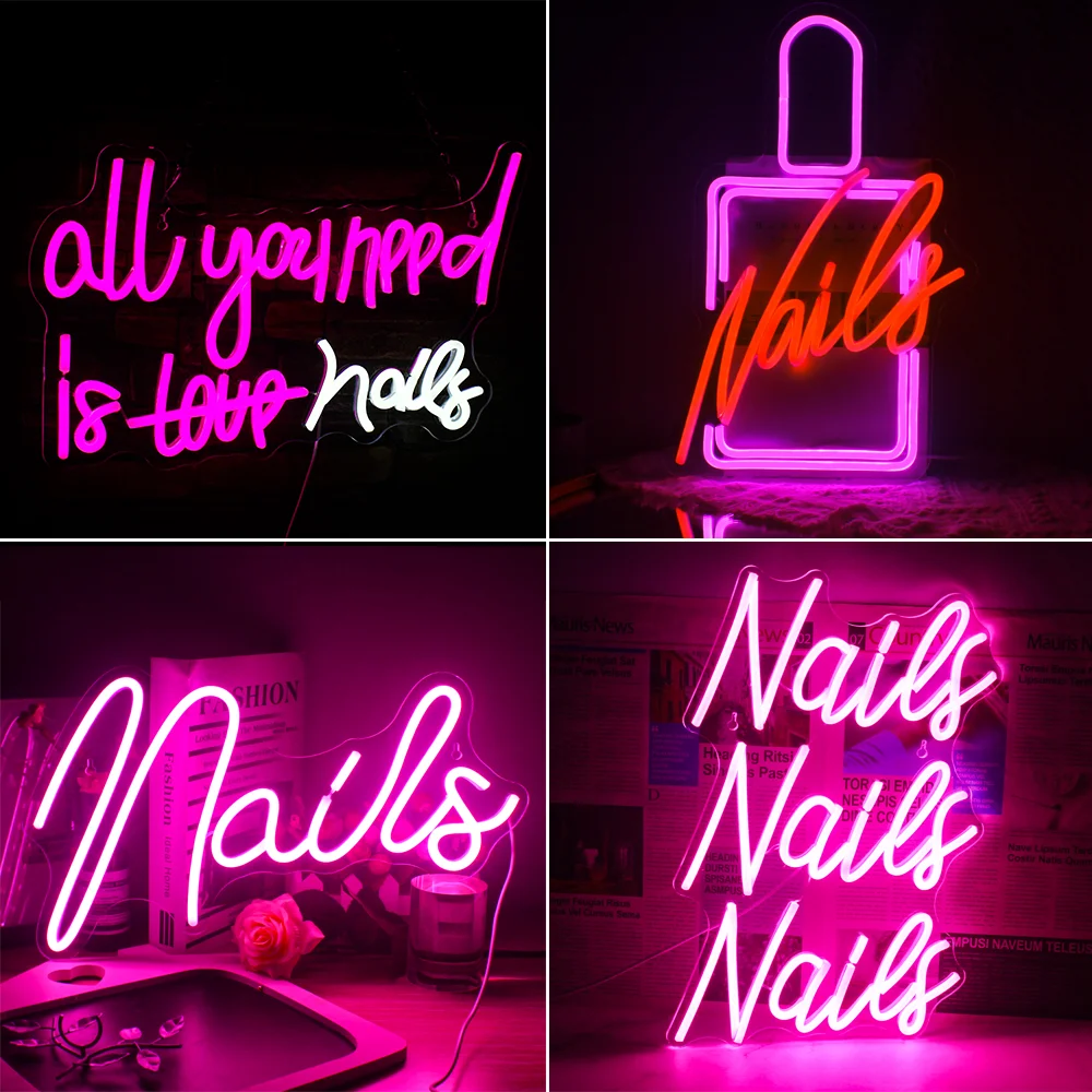 Alle sie benötigen ist nägel Neon Zeichen für Wand Dekor Rosa Nägel Brief Lichter Salon Schönheit Zimmer Speichert Schlafzimmer Logo mädchen