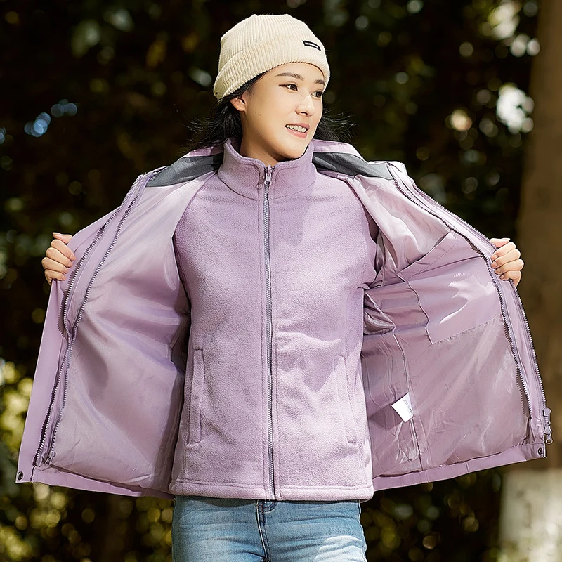 

Outdoor Windproof Waterproof 3-in-1 Women Jacket Detachable Coat Breathable Mountain Climbing down Jacket Detachable Outerw