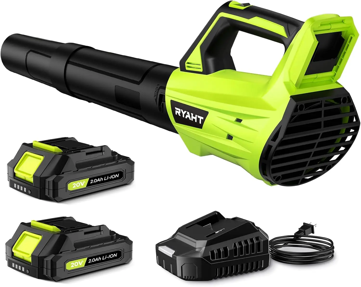 

Cordless Leaf Blower with 2 Batteries & Charger, 20V 2-Speed, Lightweight for Lawn & Patio