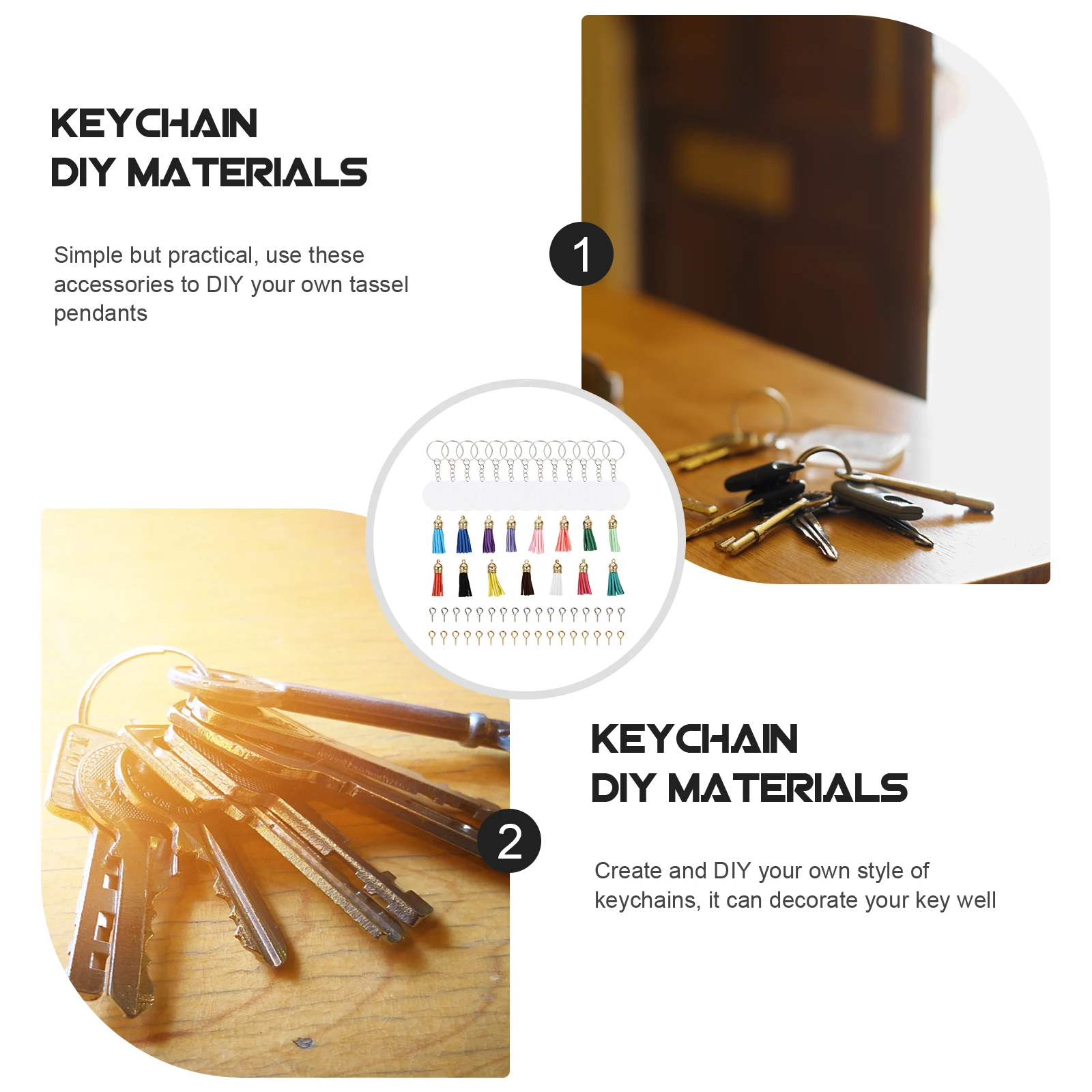 

DIY Tassel Keychain Materials Keychains for Crafts Tassels Making Supplies Blank Rings