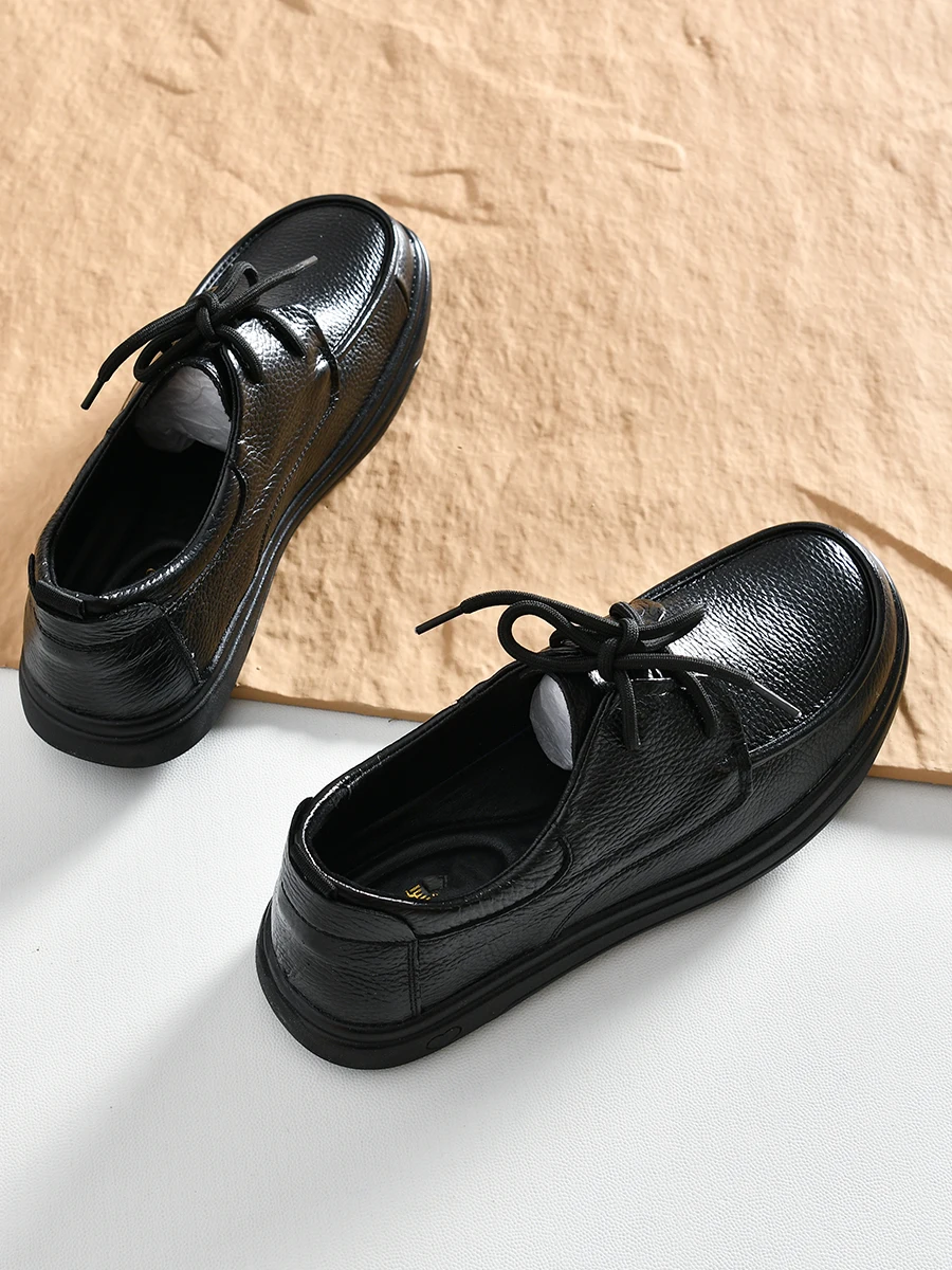 

Ultra-Lightweight Casual Leather Shoes Men's Business Commuter Comfortable Breathable Top Layer Cowhide Flat Heel round Toe