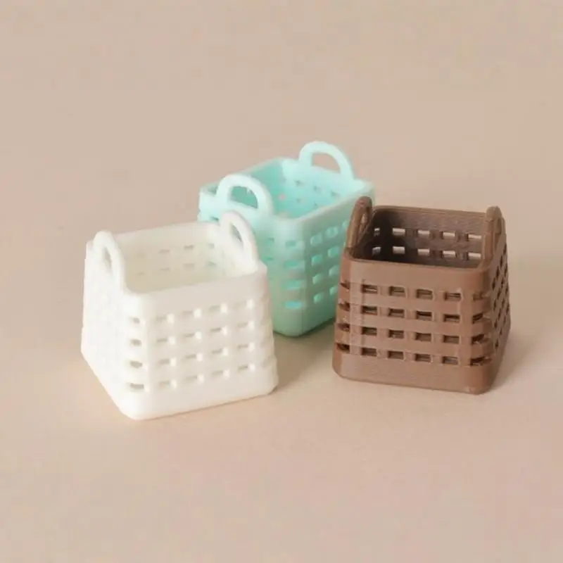 Mini Grocery Basket Dollhouse Accessories Miniature Fruit Vegetable Drink Basket Set For 1:12 Scale Doll House Kitchen Decor