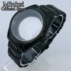 Miuksi 38mm black PVD solid stainless steel watch case sapphire glass fit NH35 NH36 NH34 NH38 NH70 NH72 ETA2824 PT5000 movement