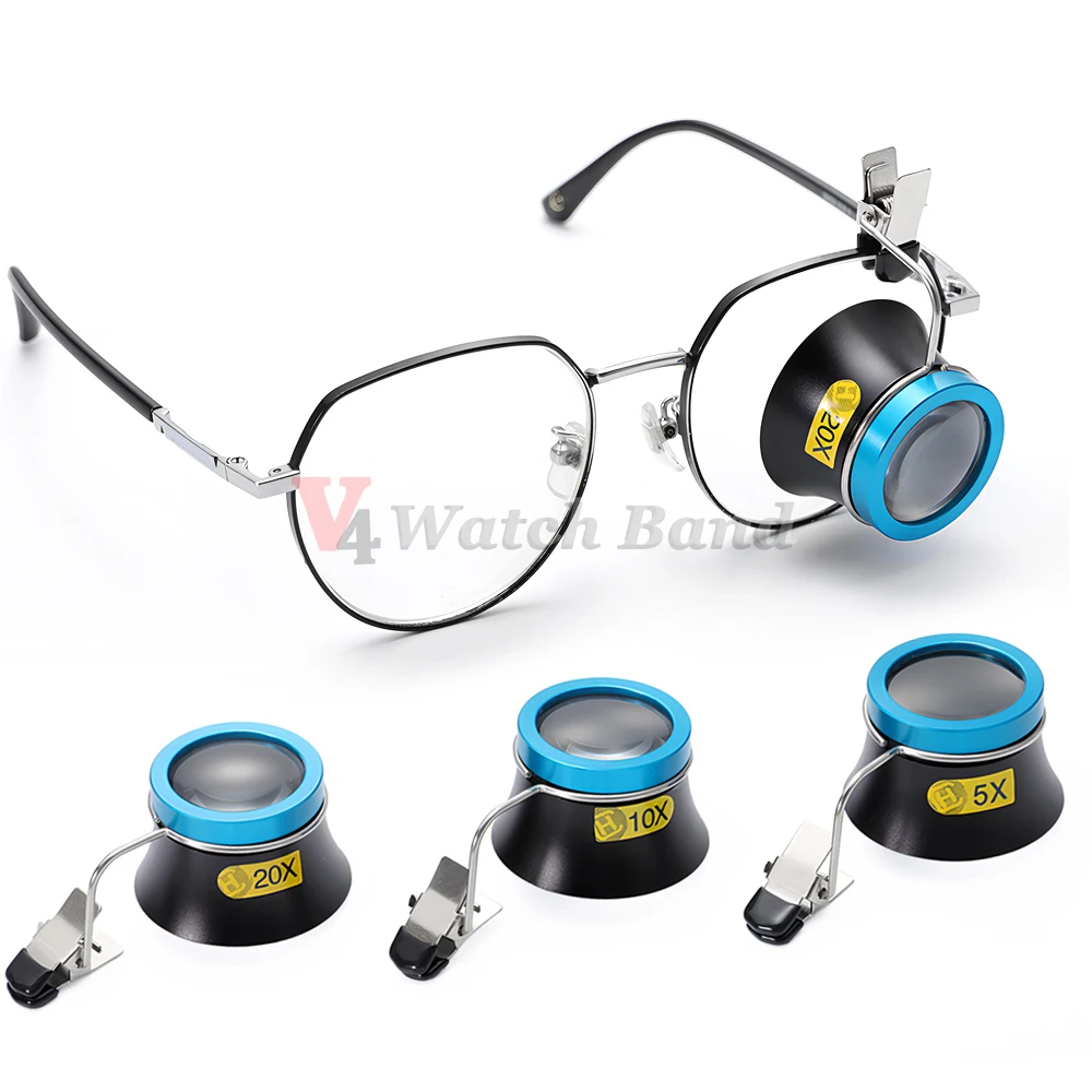 5X 10X 20X Eyeglass Magnifier Clip-On Eye Loupe Magnifying Lens Portable Eyepiece Process Operation Watchmakers Repair Tool