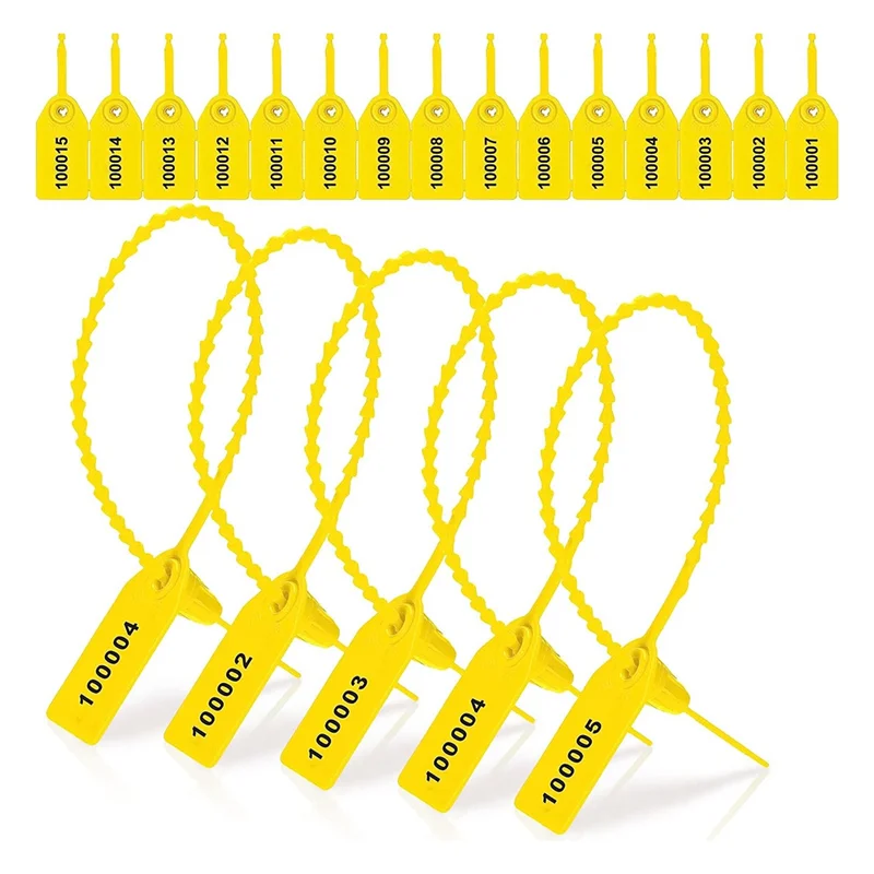 

1000 Pcs Plastic Tamper Seals Fire Extinguisher Tags Security Tags Seals Safety Numbered Zip Ties Labels (Yellow)