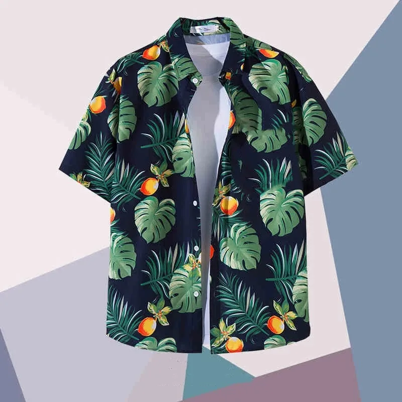 

Men's Casual Wear Men Shirts Fashion 2026 Hawaiian Shirt Coconut Tree Print Aloha Beach Shirt Oversized Vintage