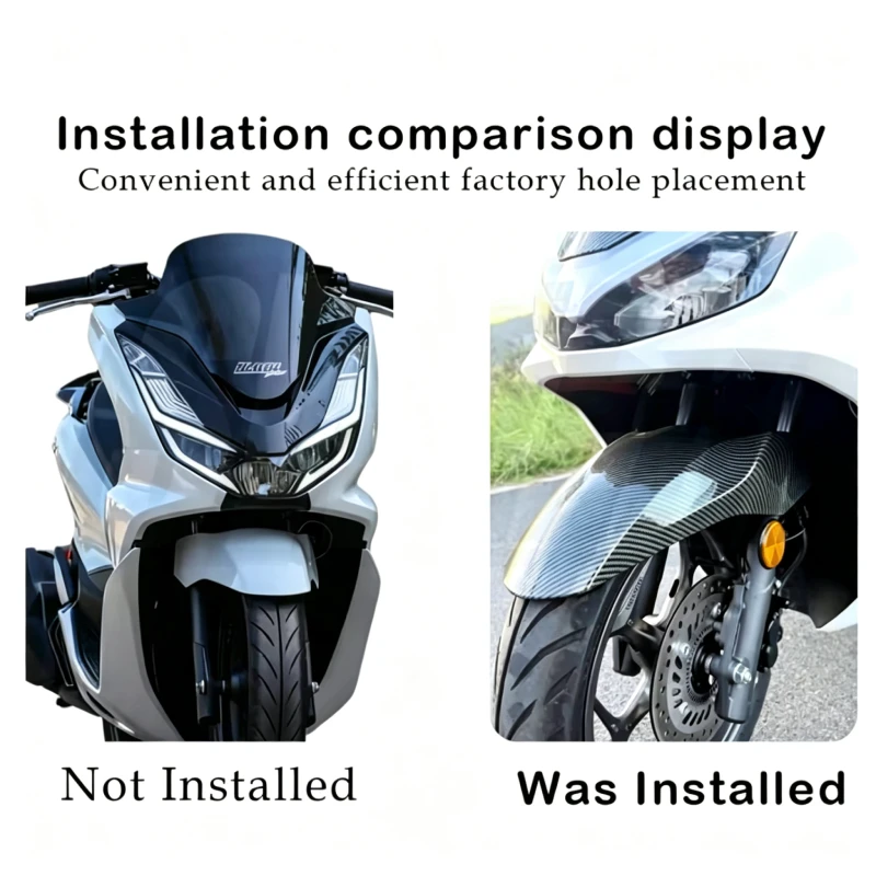 Motorcycle Front Fender Carbon Fiber Pattern Front Wheel Mudguard Water Splash Protection Cover For Honda PCX160 2021-2025 - view 3