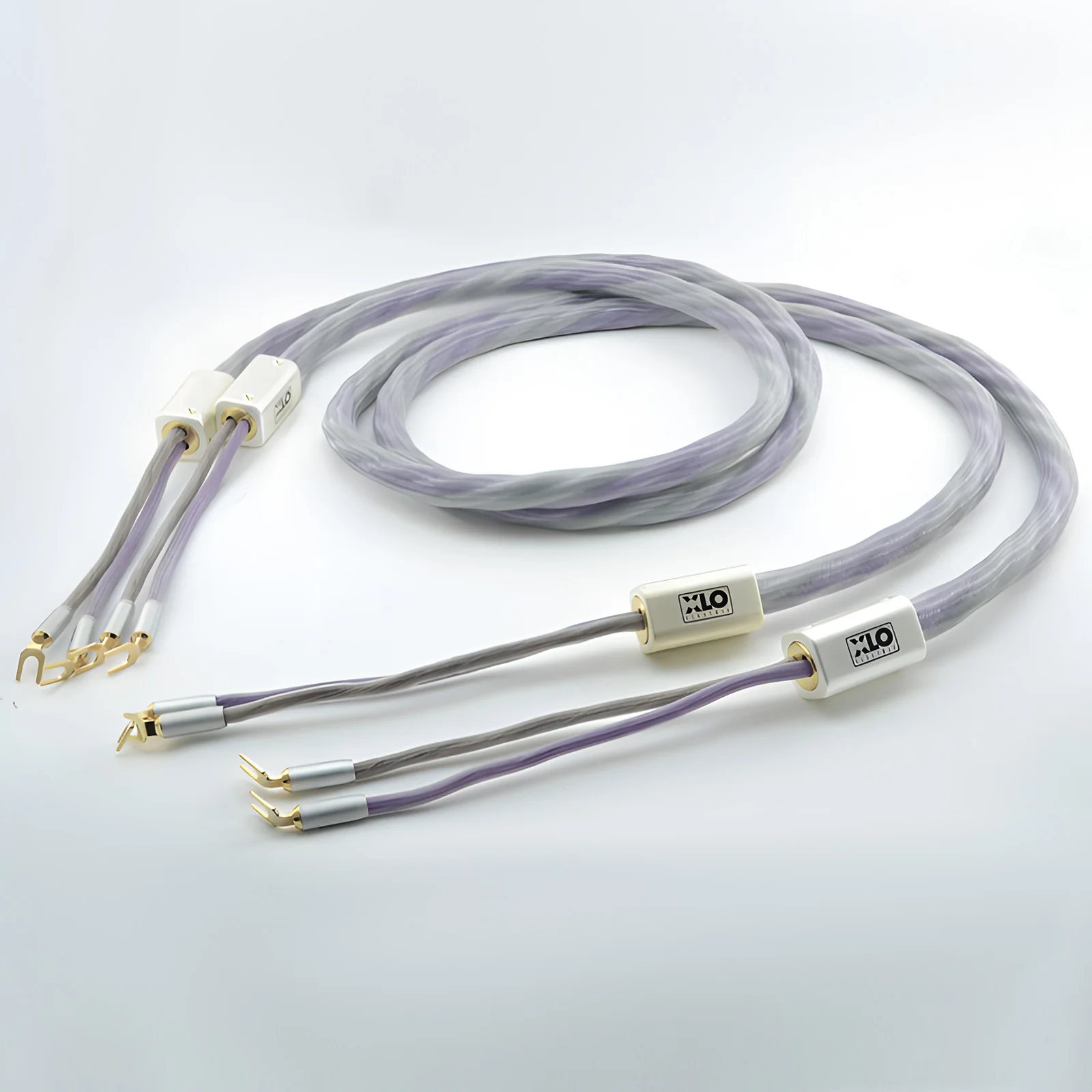 

HiFi Pure Copper Speaker Cable XLO 2 to 2/4 Y Spade Plugs Speaker Wires for Speaker, Amplifier, A/V Systems