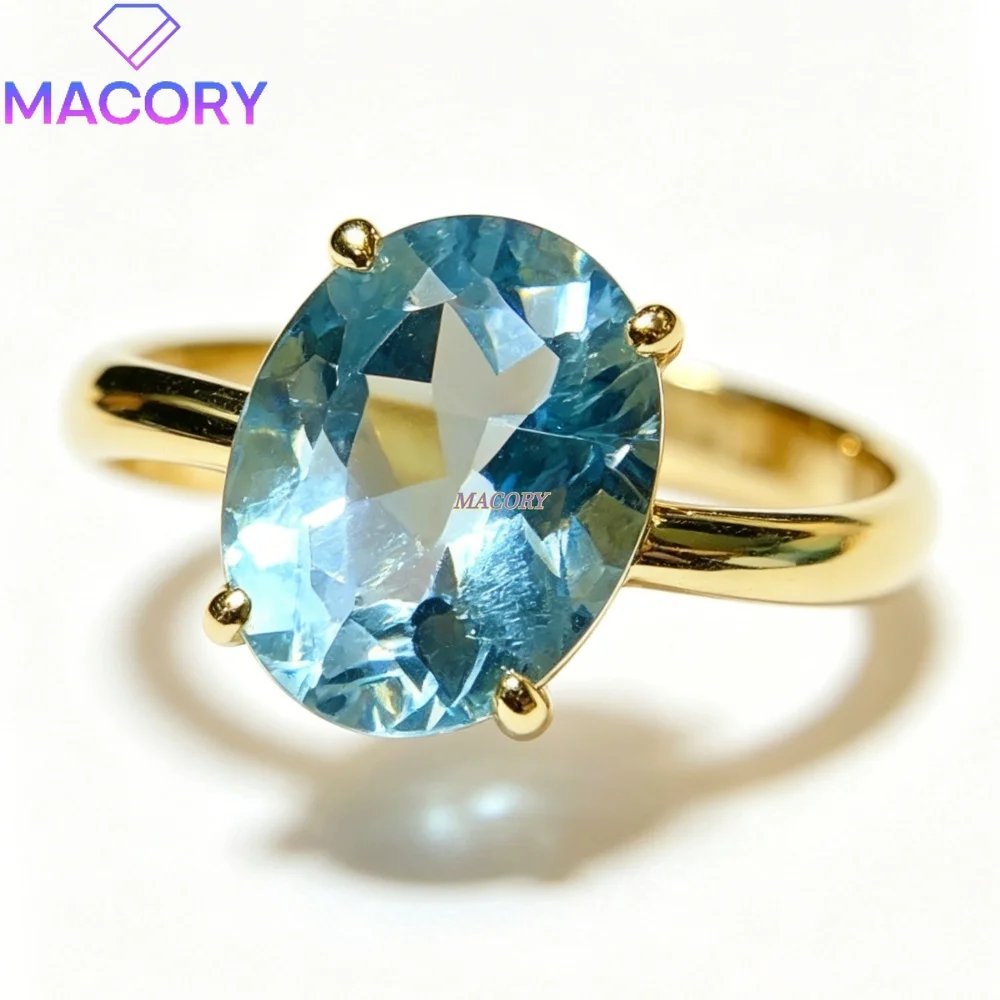 S925 sterling silver natural topaz ring low-key classic Simple design stacking suitable for daily work and birthday gifts