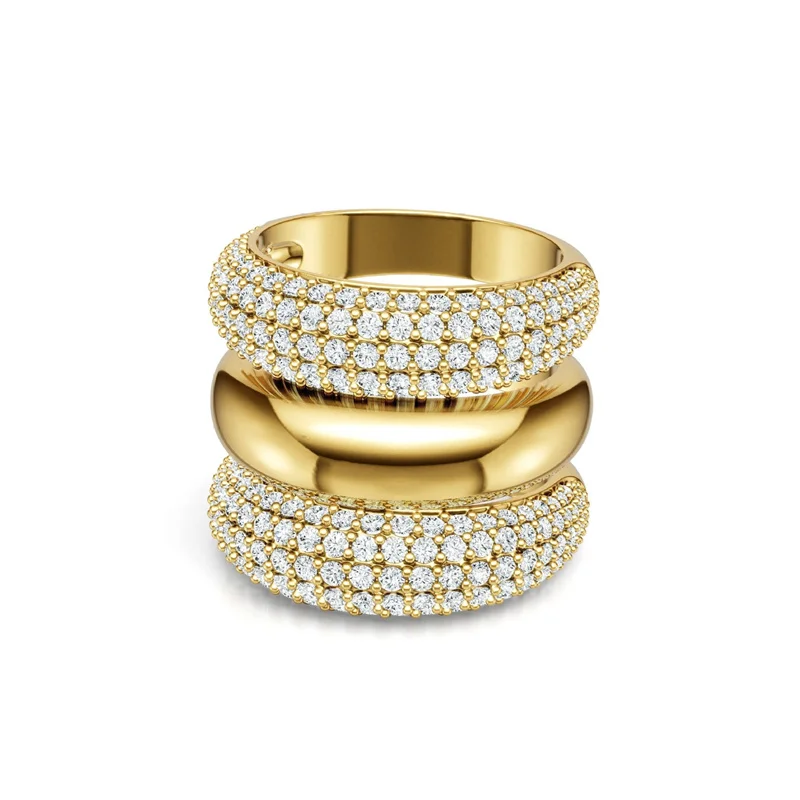 R16370 Lefei Fashion Trendy Luxury Diamond-set Classic Row Moissanite Design 3 Set Ring Women s925 Sterling Silver Party Jewelry