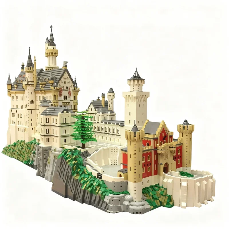57493PCS MOC City Street View Neuschwanstein Castle Model Custom Building Blocks Architecture DIY Assembly Gift Creative Decor