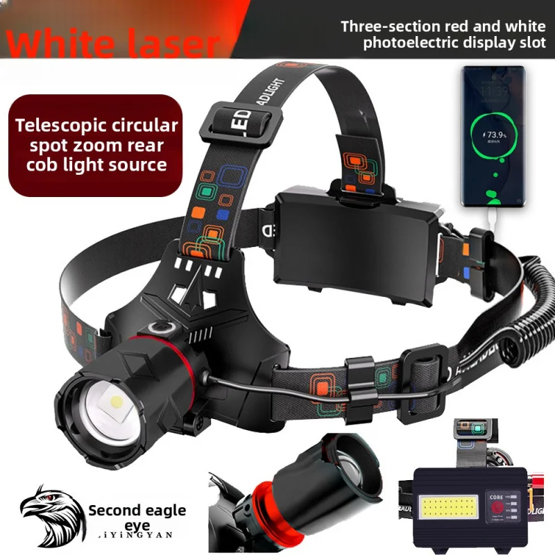 جديد في الهواء الطلق ليلة الصيد ضوء الليزر الأبيض طويلة المدى ضوء الطوارئ الاستشعار تمتد التكبير تحذير ضوء كشافات قوية #1