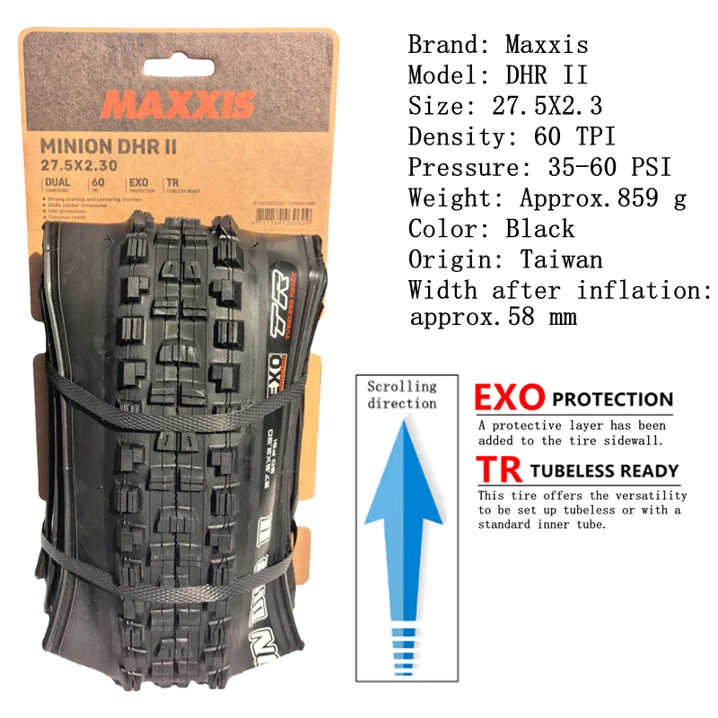 Maxxis Minion DHR (M327ru) 26/27.5/29 Inch, Downhill Folding Tire For Mountain Bike, More Wear-resistant And Stronger Cornering view 4