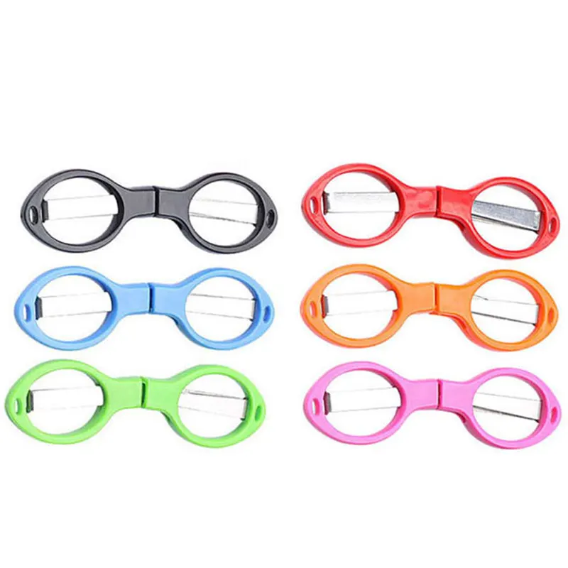 6Pcs  Stainless Steel Scissors Folding Mini Scissor Portable Glasses Shape Shear Fabric Paper Cutter for Travel Sewing Crafts