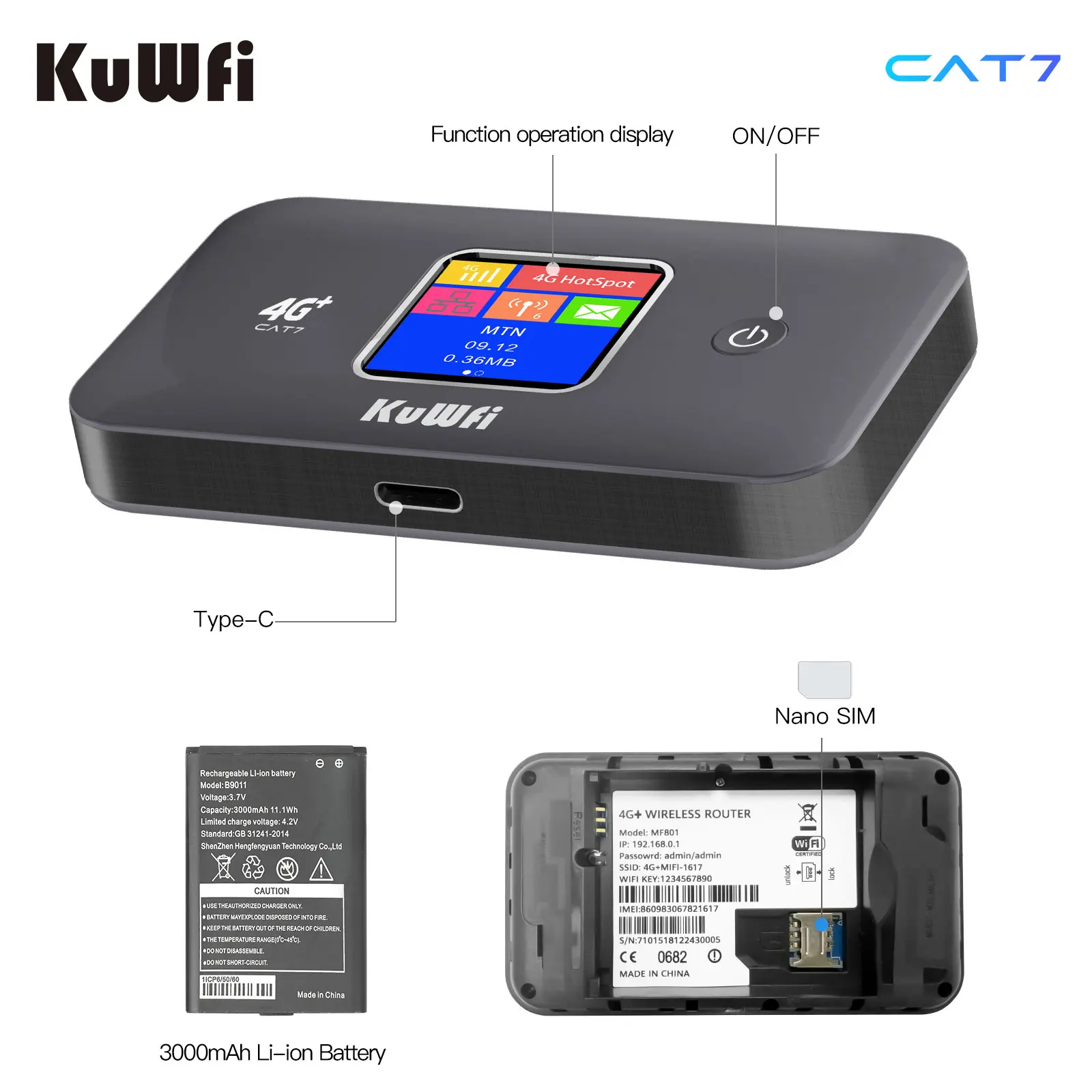 KuWFi Hotspot WiFi Portatile 4G, Router Mobile 150Mbps con Power Bank