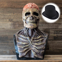 Creepy Brains Skeleton Mask Skull Headgear Cosplay Bloody Zombies Skull Latex Helmet Halloween Carnival Party Costume Props