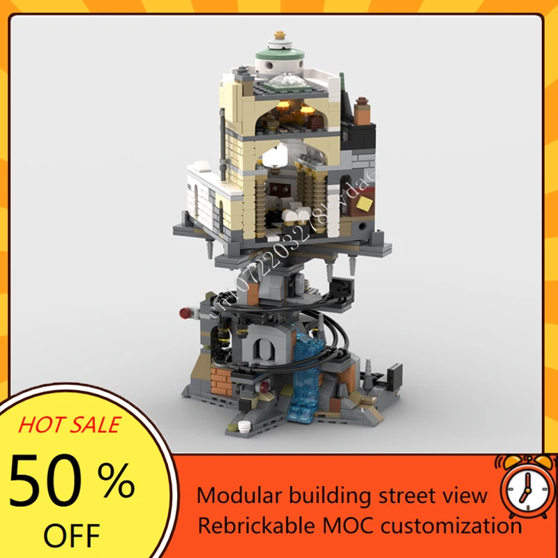 Mini Gringotts-décennie s de Construction Modulaires MOC, Modèle Créatif avec Vue sur la Rue, Architecture, Bricolage, Jouets d'Assemblage, Cadeaux, 1196 Pièces