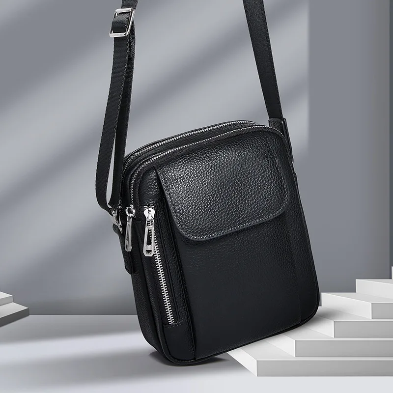 حقيبة صدر للرجال حقيبة كروس جديدة من الجلد الطبيعي الراقية ، حقيبة كتف عصرية من جلد البقر بطبقة علوية كاجوال للرجال حقيبة كتف فاخرة للرجال #6