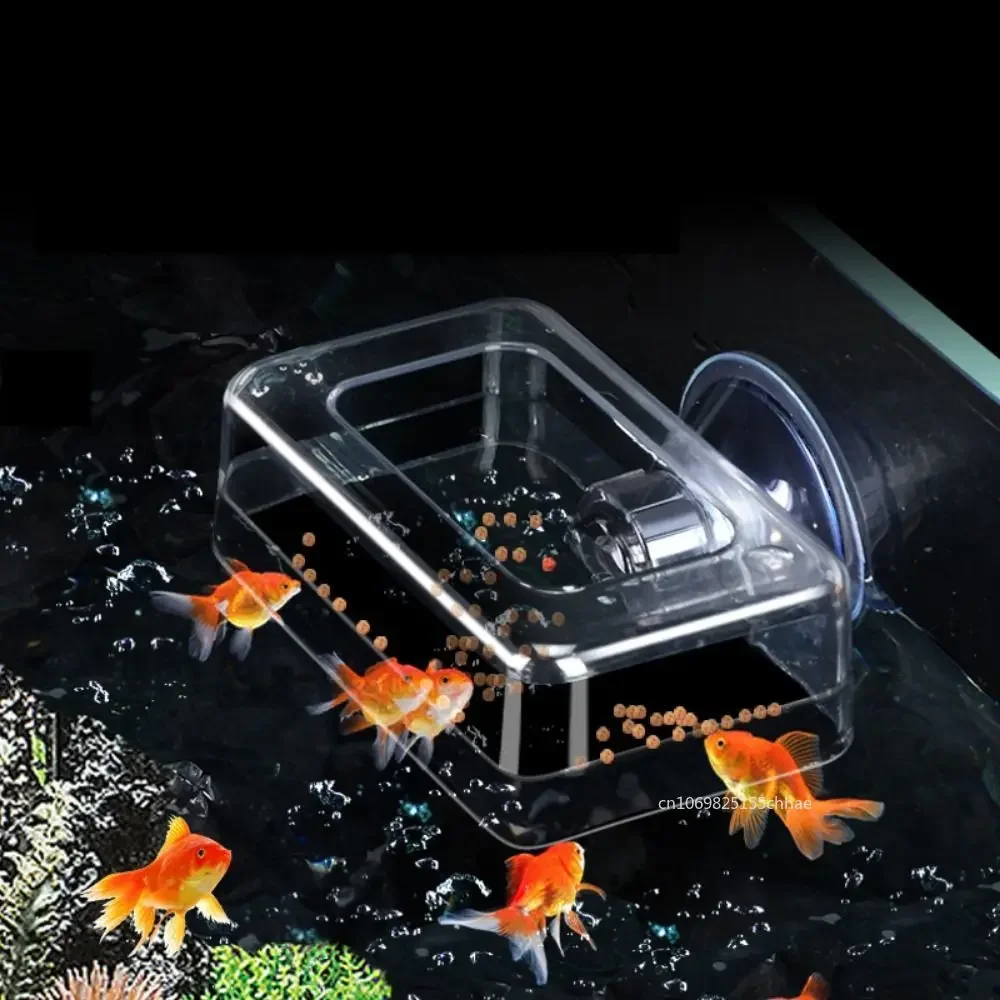 Rectangle/Round Aquarium Suction Cup Feeder Fixed-Point Acrylic Floating Fish Food Tray Transparent with Suction Cup