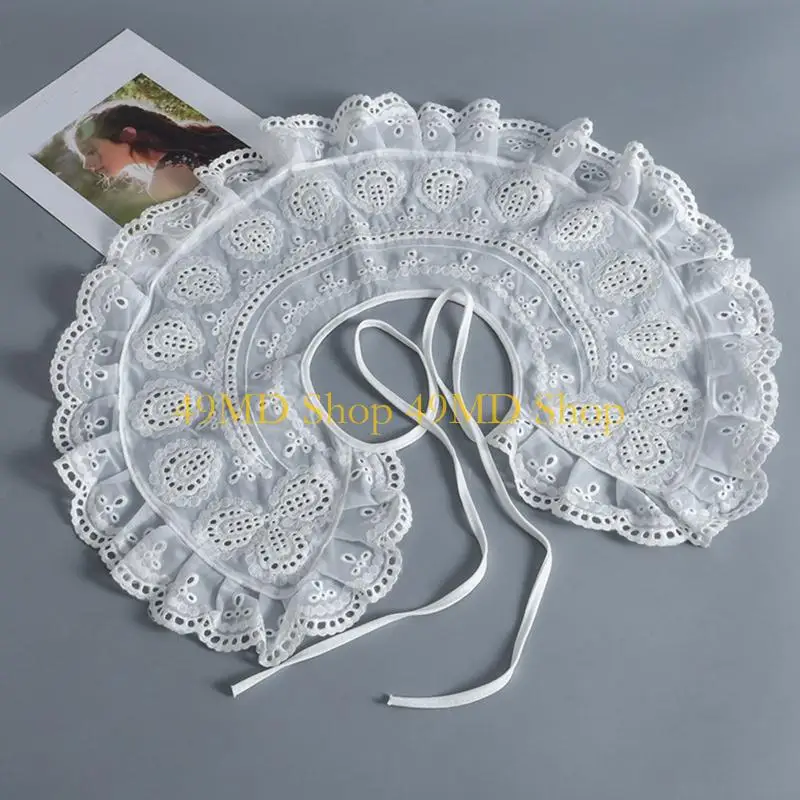 49MD False Collar Shoulder Wrap Dickey Collar Detachable Collar Easy To Wear Women Embroidery Collar Venise Neckline
