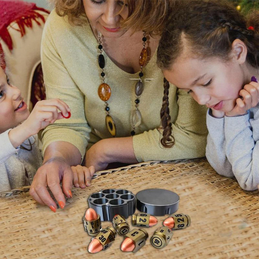 7Pcs Bullets Dice Set 6 Sided Bullets Dice Pub Entertainment Game Props D6 Bullets Dice Set for Board Game Lovers