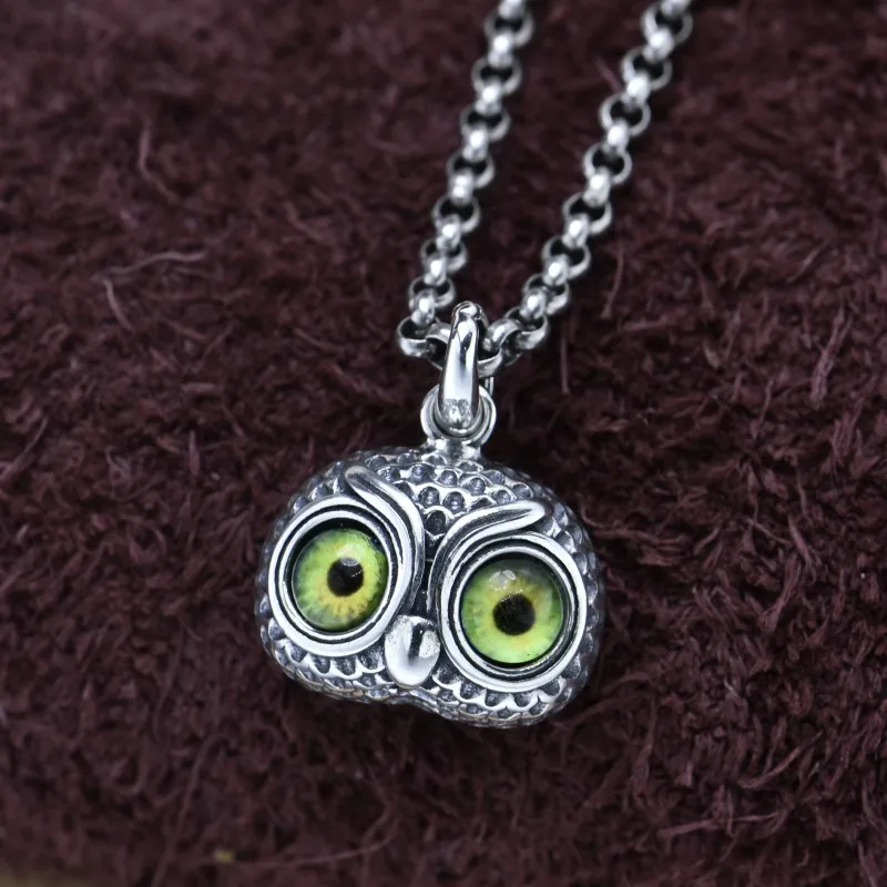 Genuine S925 Sterling Silver Pendants for Women Men New Fashion Creative Vintage Collection Punk Owl Pure Argentum  Jewelry