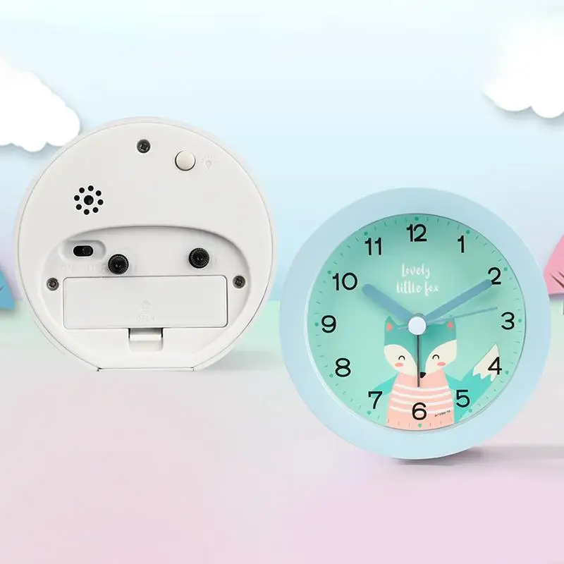 Alarm Clock For Kids Silent Sweep Seconds Nap Timer Cartoon Small Alarm Clock With Light Without Ticking Loud