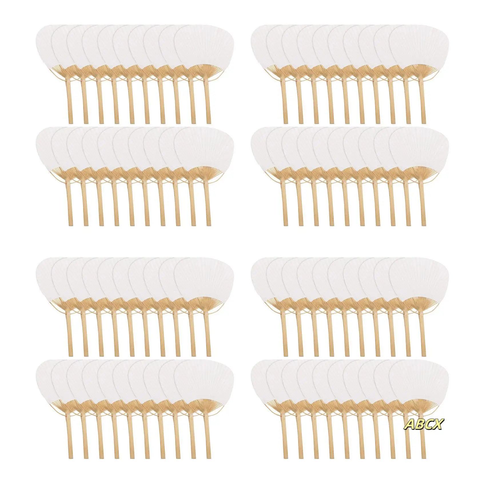 

80Pcs Pure White Bamboo Handle Blank Calligraphy Painting Blank Group Fan Fan Fan White Fan