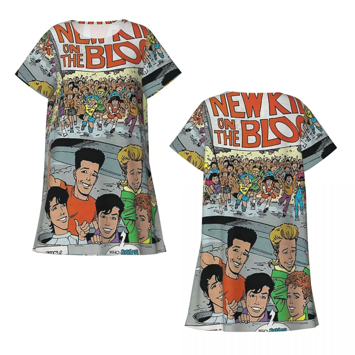 The New Kids On The Block NKOTB Short Sleeves Nightdress Sleeping Sleepshirts Women Short Sleeve Nightgowns Loose Pajama Dress