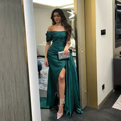 Vinca Sunny Customized Saudi Arabia Mermaid Evening Dresses Off The Shoulder Pleats Prom Gowns Satin Party vestidos de noche