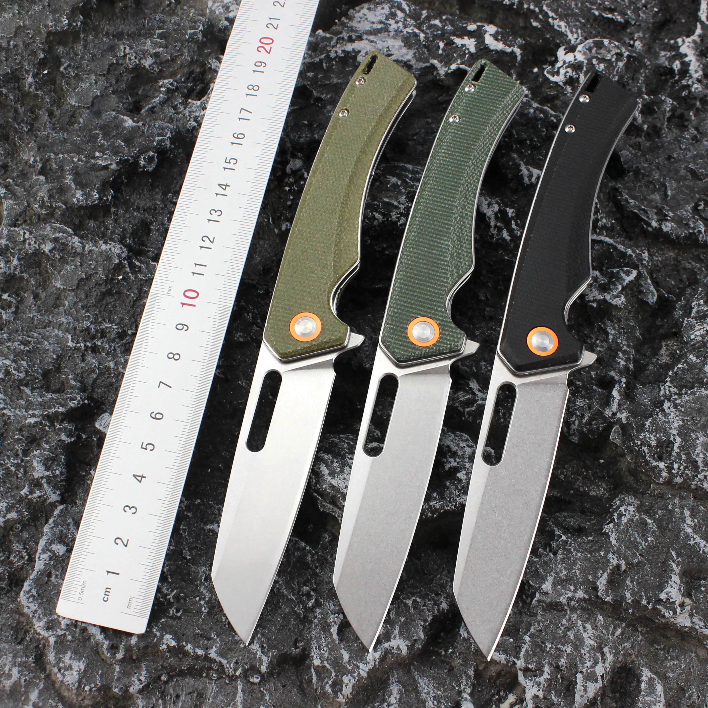 Tunafire Outdoor Survival Knife D2 Steel Blade Micarta Handle Portable Pocket Folding Knife EDC Hand Tool GT957