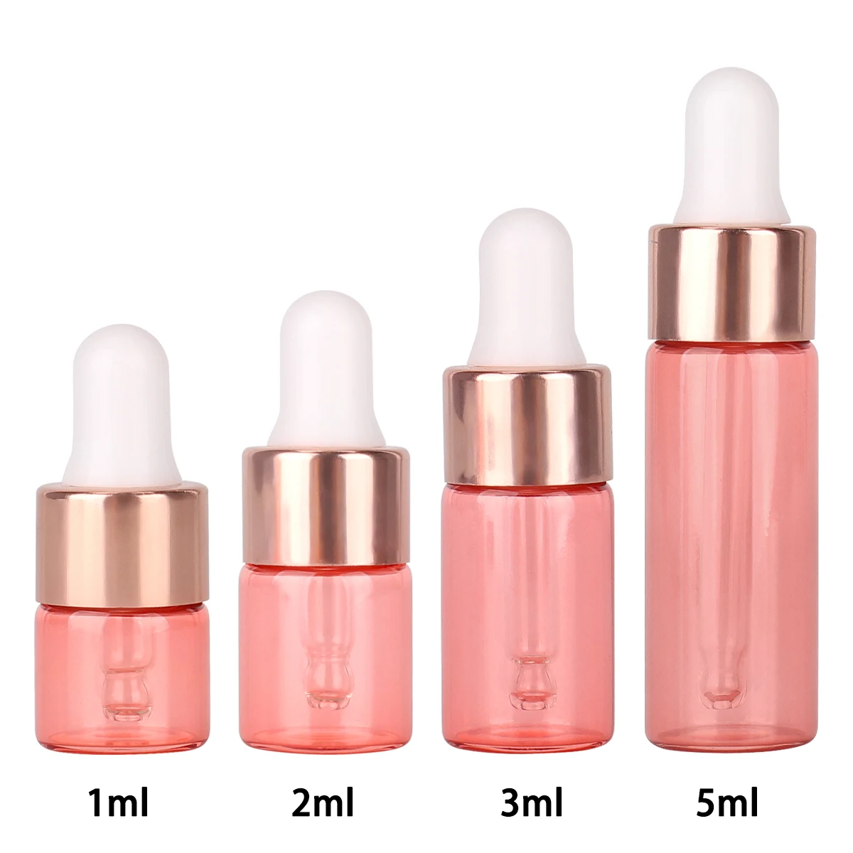 

20/50/100pcs 1ml/2ml/3ml/5ml Pink mini Glass Dropper Bottle with Glass Pipette for Essential Oils Aromatherapy Liquid Vials