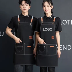 Customized Canvas Apron with Logo Custom for Nail Art Baking Coffee Bubble Shop Barber Canvas Waterproof Work Uniex Clothes