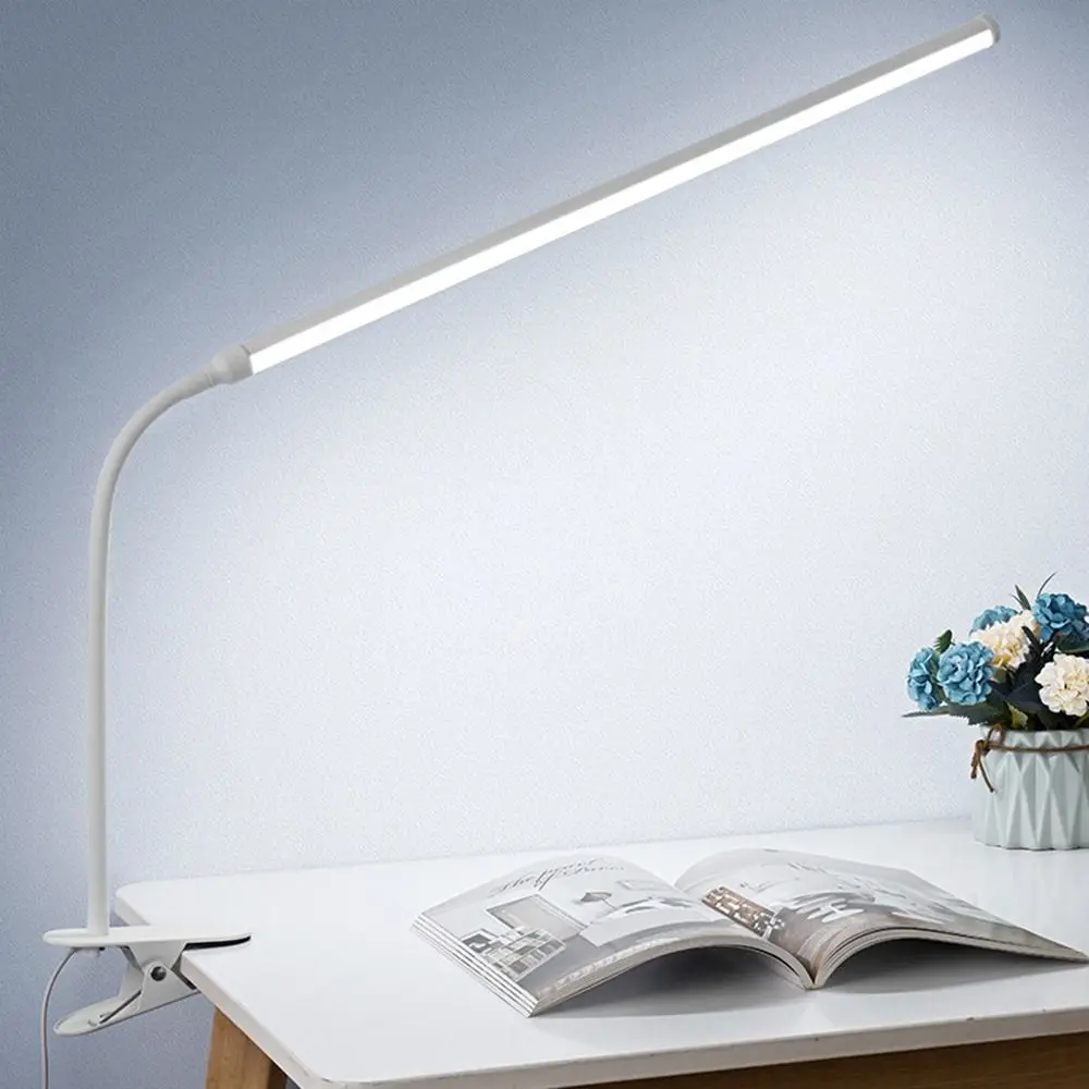 

Eye-Caring LED Clip-on Desk Lamp Long Arms Adjustable Brightness Desk Light with Clamp Flexible 3 Mode Colors