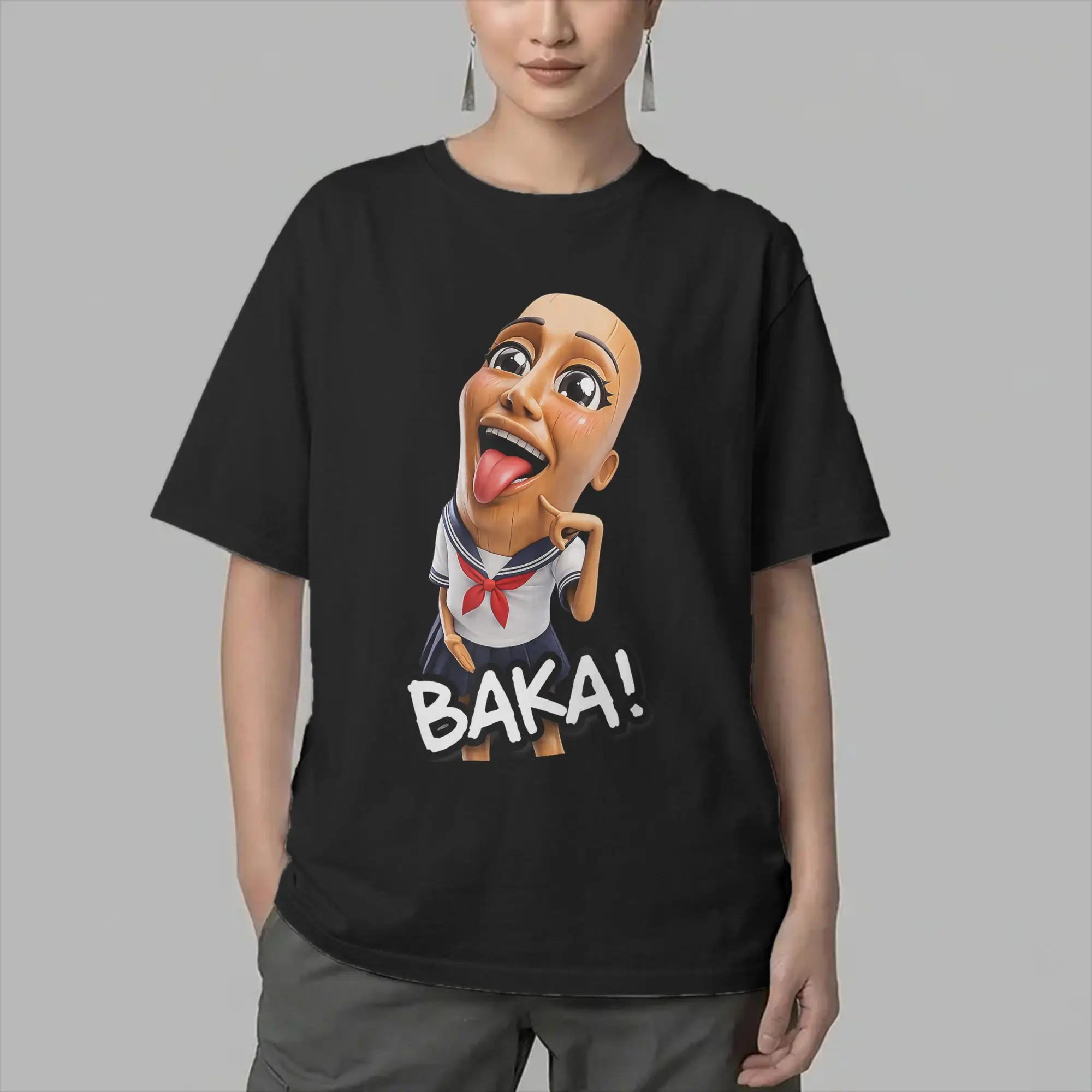 Baka Tung Tung Tung Sahur Funny Anime Brainrot Meme Men's T Shirts  Humorous Tees Short Sleeve Crew Neck T-Shirt 100% Cotton