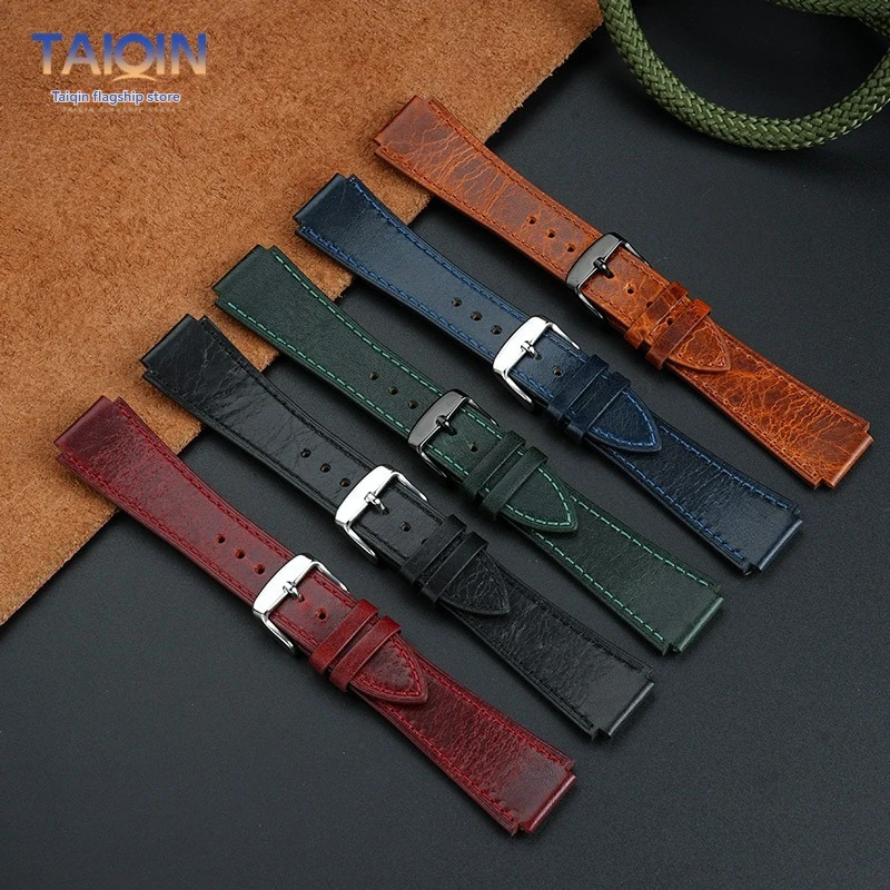 Genuine Leather Watch Strap for Casio A158 A168 A159 A169 F91W AE-1200WHD/ae1300 Pin buckle folding buckle Men BlueRed Watchband