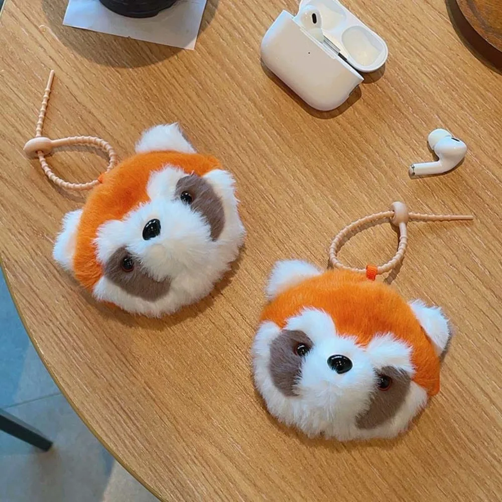 Sac à clés en peluche de vache, sac pour écouteurs, pendentif Animal en peluche, porte-monnaie raton laveur, portefeuille Portable en peluche, pendentif pour femmes et filles