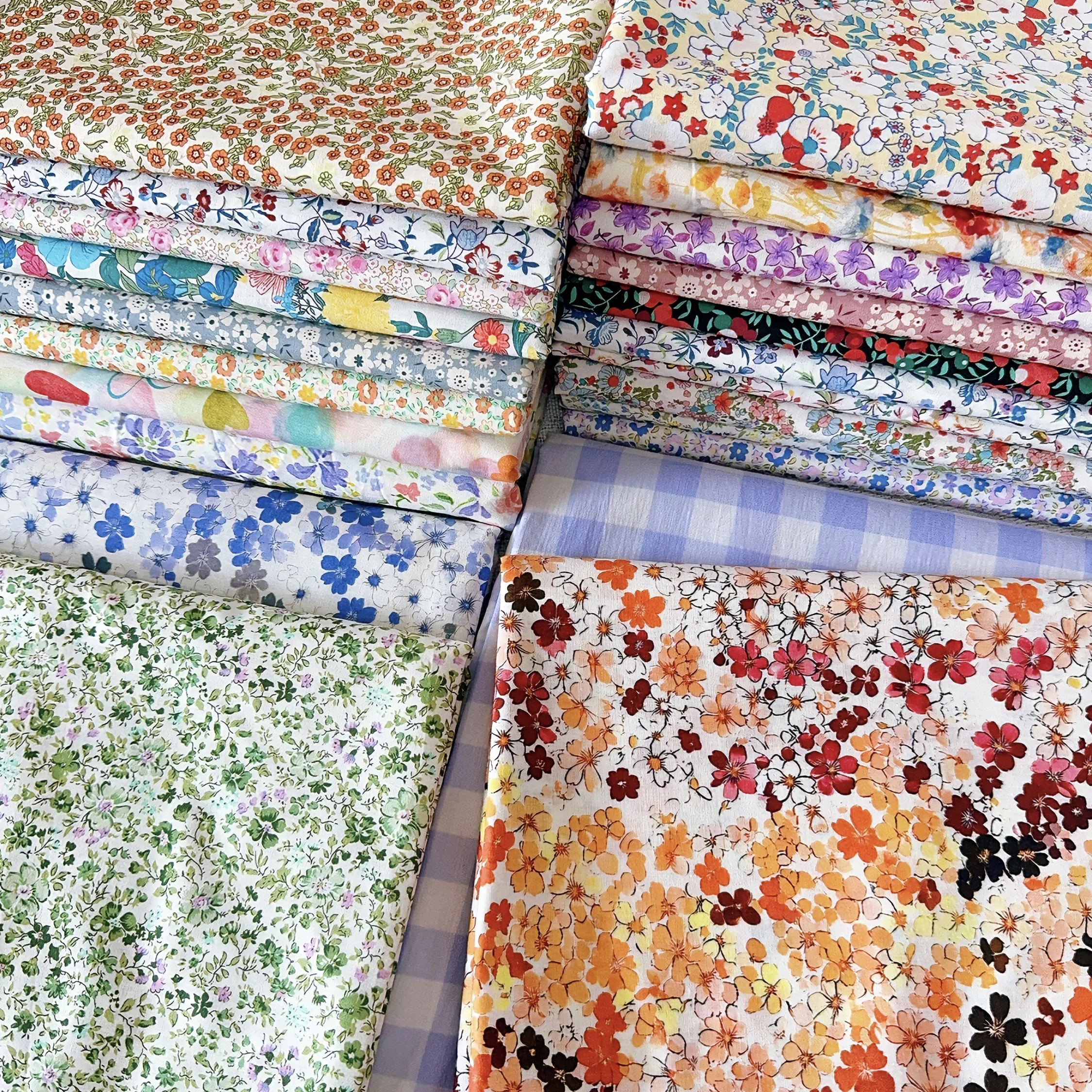 100% Cotton Vintage Ditsy Floral Printed Fabric Cloth Summer Sewing Quilting Material for Dress Skirt Home Decor DIY Handmade