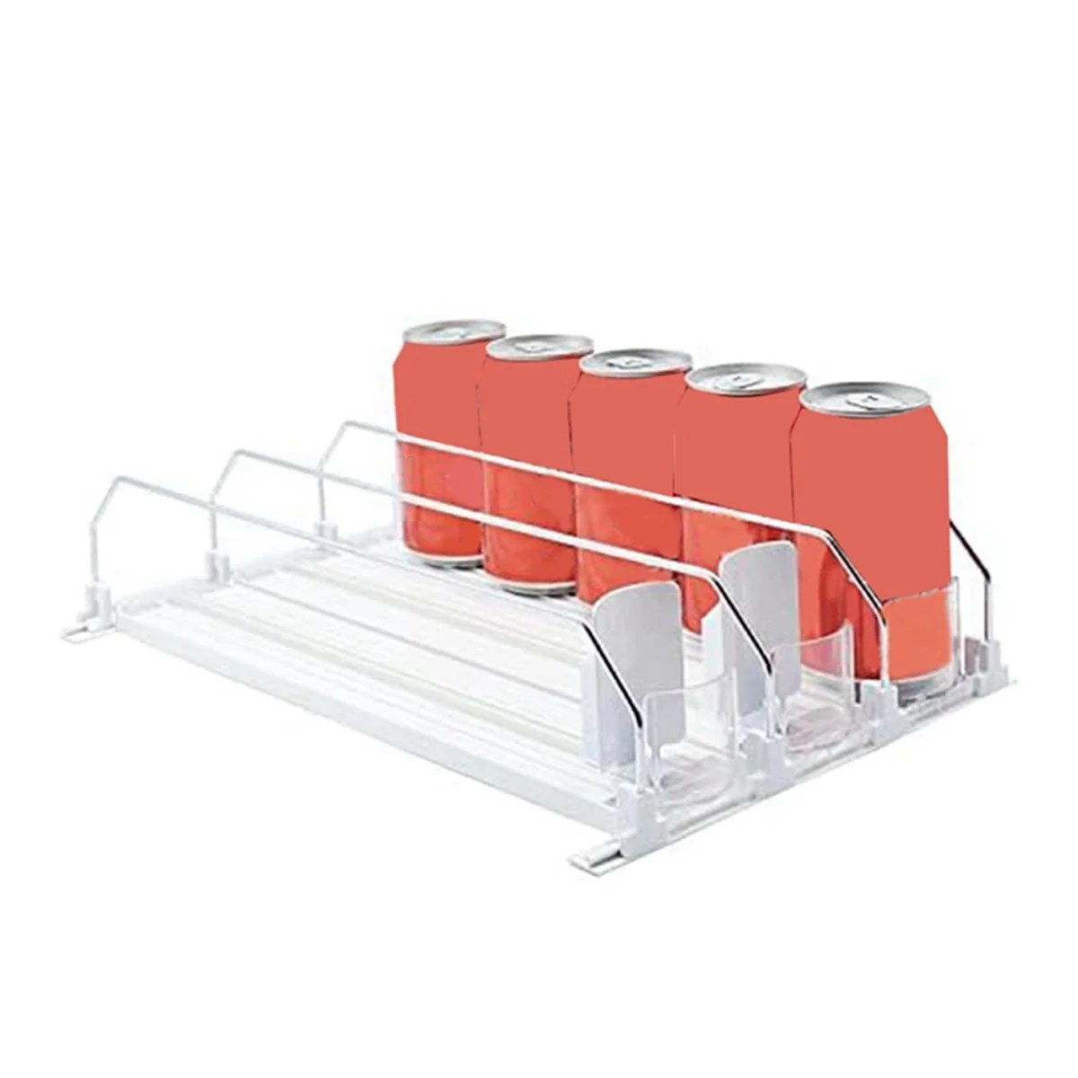 Drink Organizer for Fridge-White Automatic Pusher Glide,Soda Dispenser for Fridge-Holds Up to 15 Cans