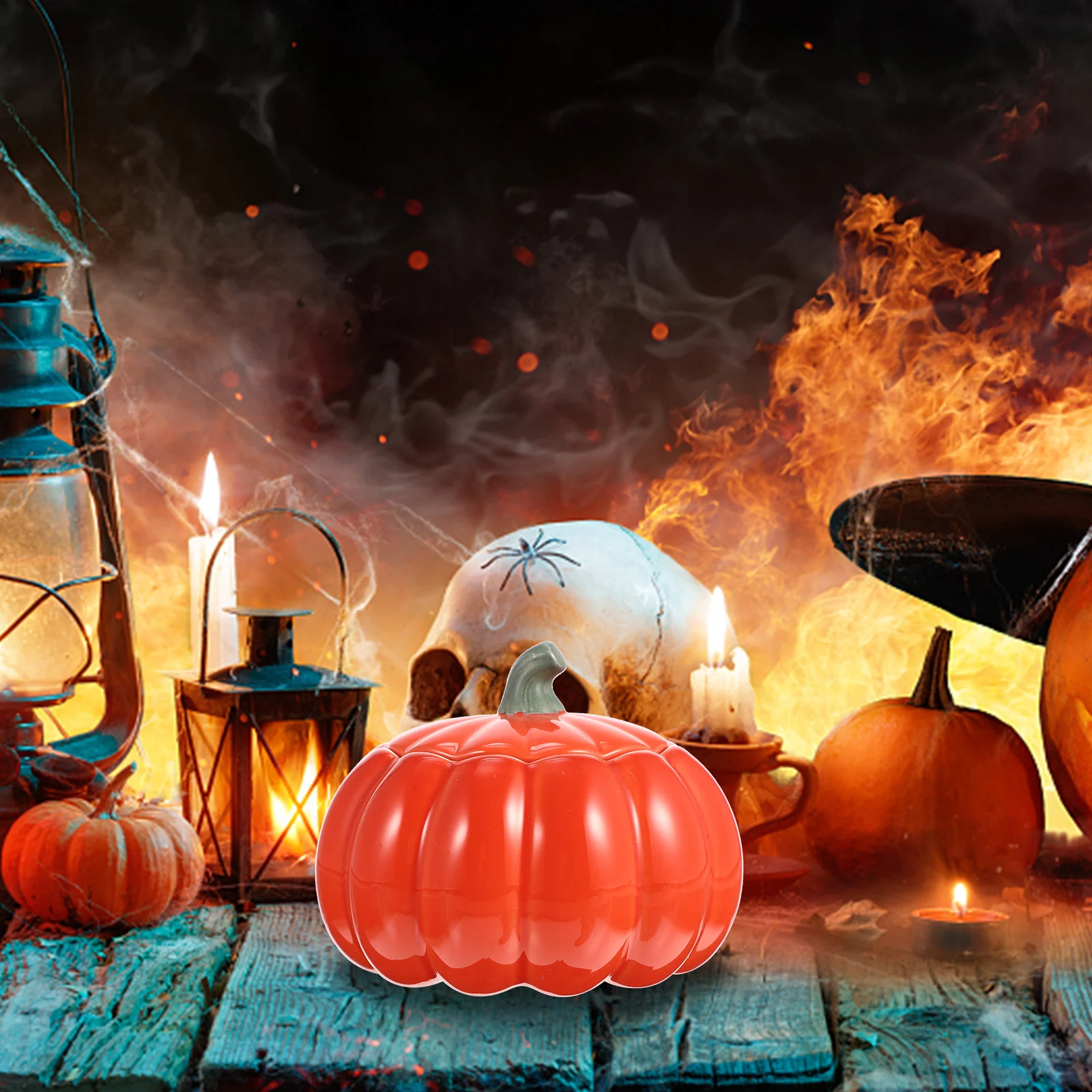 

Halloween Orange Pumpkin Storage Jar Ceramic Snack Container Kids Children Food Holder Tea Coffee Sugar Salt Canister