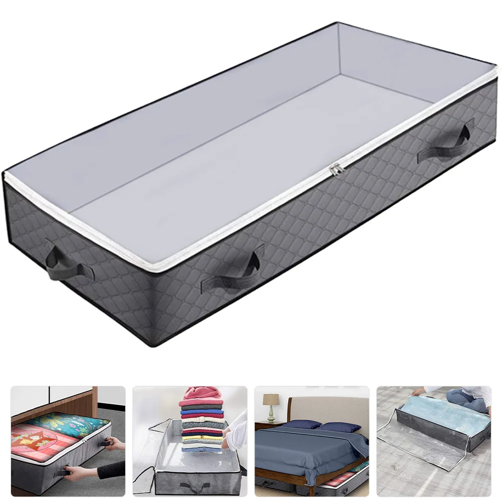 

Large Capacity Clothes Storage Bag Transparent Lid Foldable Dust-Proof Container For Quilts Blankets Bedding Under Bed Organizer