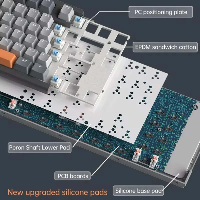 Langtu Lt104 Mechanical Keyboard Bluetooth Wireless Tri-Mode Hot Plug Rgb Backlight Diy Customized Display Game Keyboard