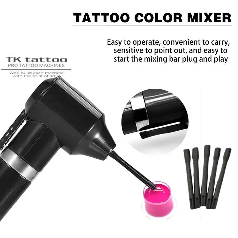 

Electric Tattoo Ink Mixer Pigment Mixer Agitator Tattoo Tool Tattoo Sticks Art Accesories Pigment 5PCS Blender With Mixing